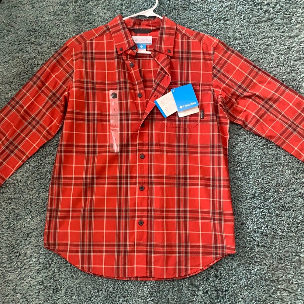 Columbia sportswear red plaid button up!